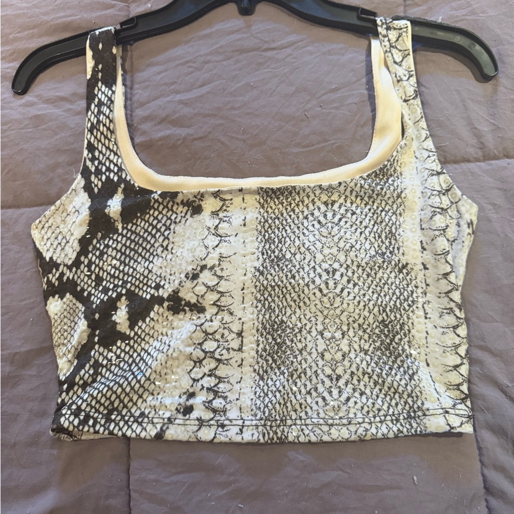 Snakeskin Print Crop Top